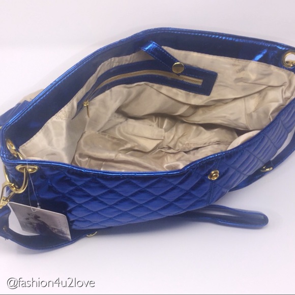 Amrita Singh Metallic Messenger Bag Blue - Picture 2 of 7